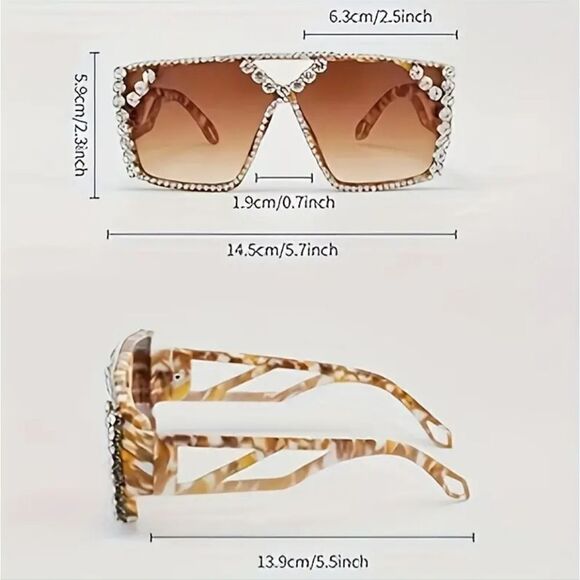 Ladies Oversized luxury rhinestone sunglasses main image 9